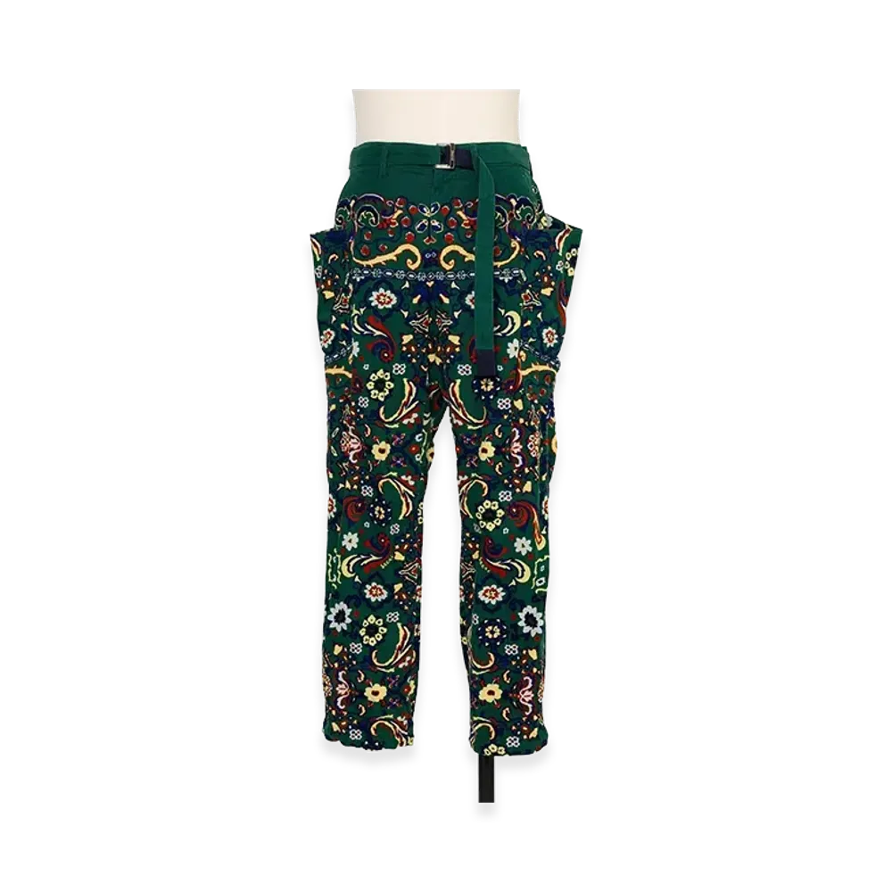 sacai Floral Print Corduroy Pants "Green"