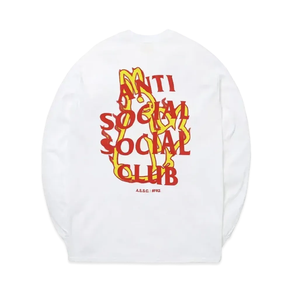 ANTI SOCIAL SOCIAL CLUB collaboration with #FR2 Fire pattern Longsleeve T-shirt "White"