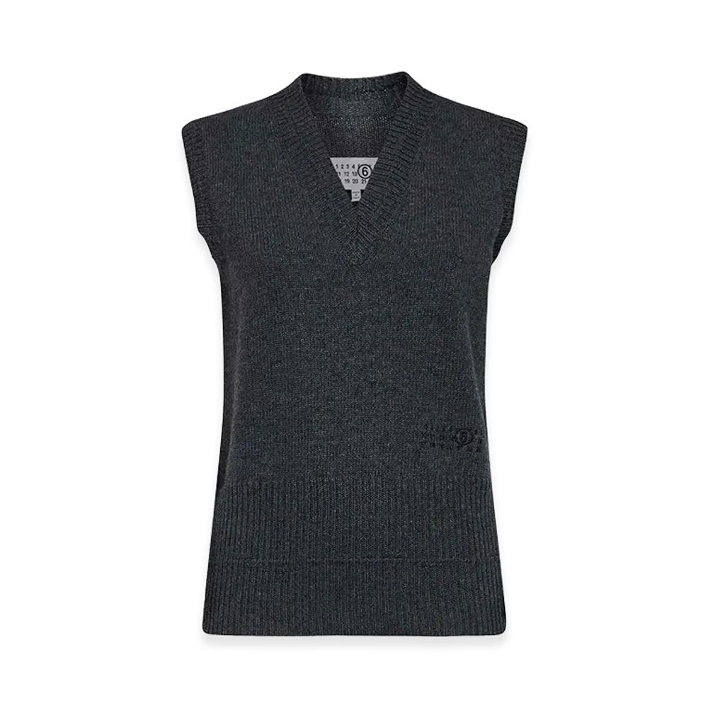 MM6 Maison Margiela Women's Merino Wool Knitted Gilet "Black"