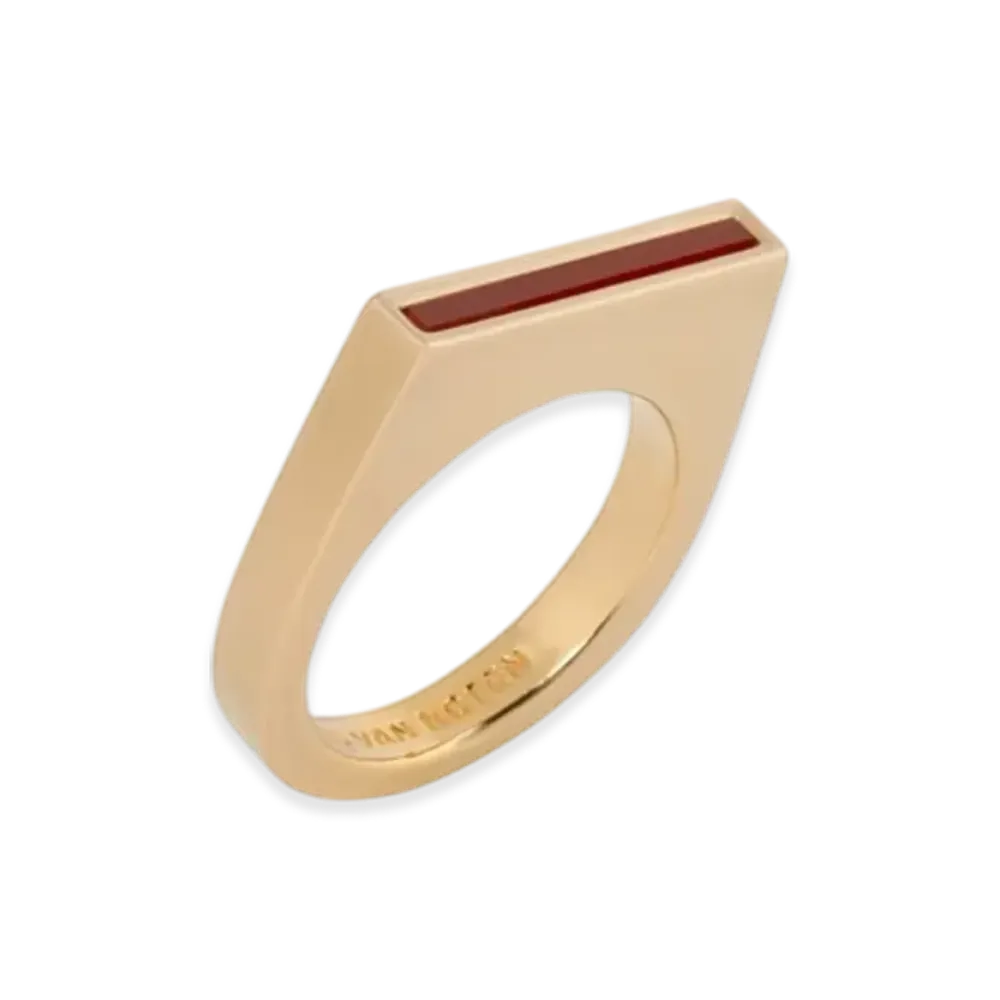 DRIES VAN NOTEN Thin Signet Ring "Tiger Eye"