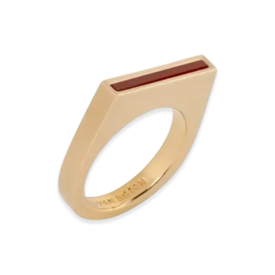 DRIES VAN NOTEN Thin Signet Ring "Tiger Eye"