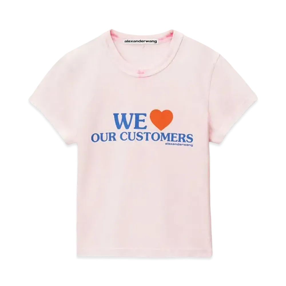 Alexander Wang Love Our Customers Shrunken T-shirt "Pink Bleach"