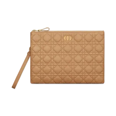 Dior Large Dior Caro Daily Pouch Medium Supple Cannage Calfskin "Tan"