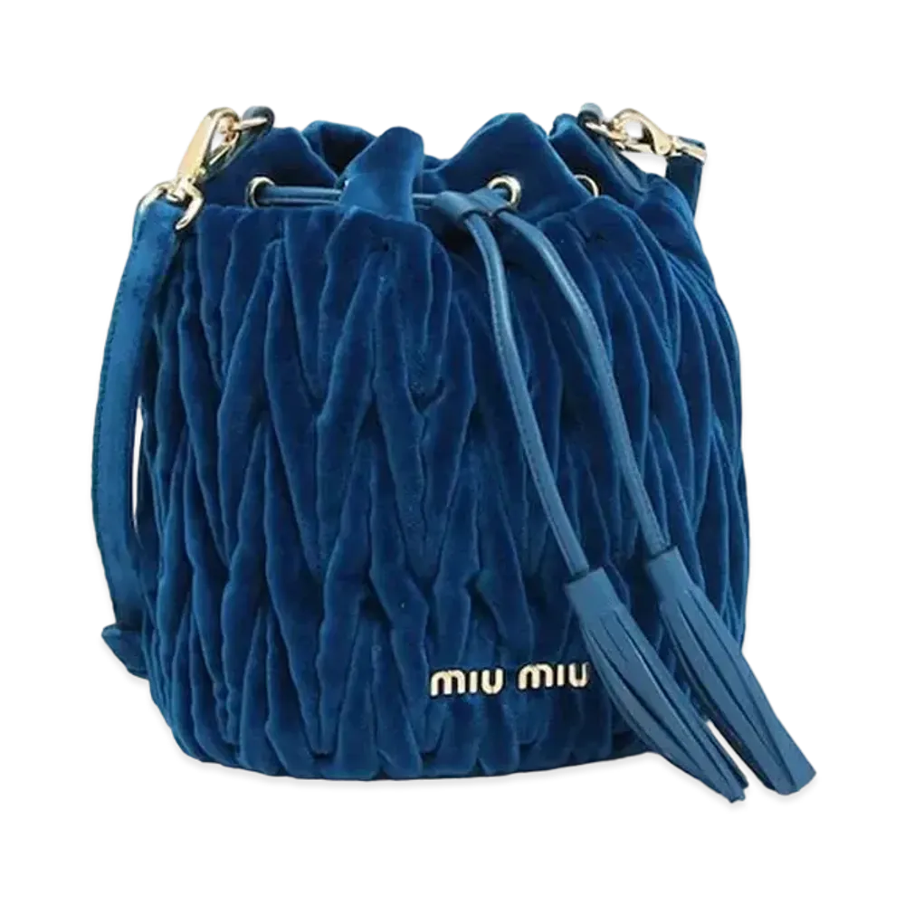 MiuMiu Matterasse Velvet Bucket bag "Blue"