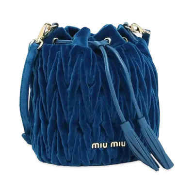 MiuMiu Matterasse Velvet Bucket bag "Blue"