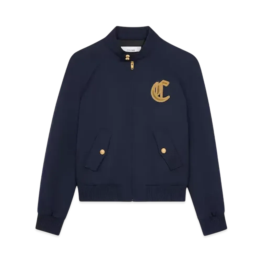 CELINE Men's Blouson Jacket in Diagonal Wool "Ink"