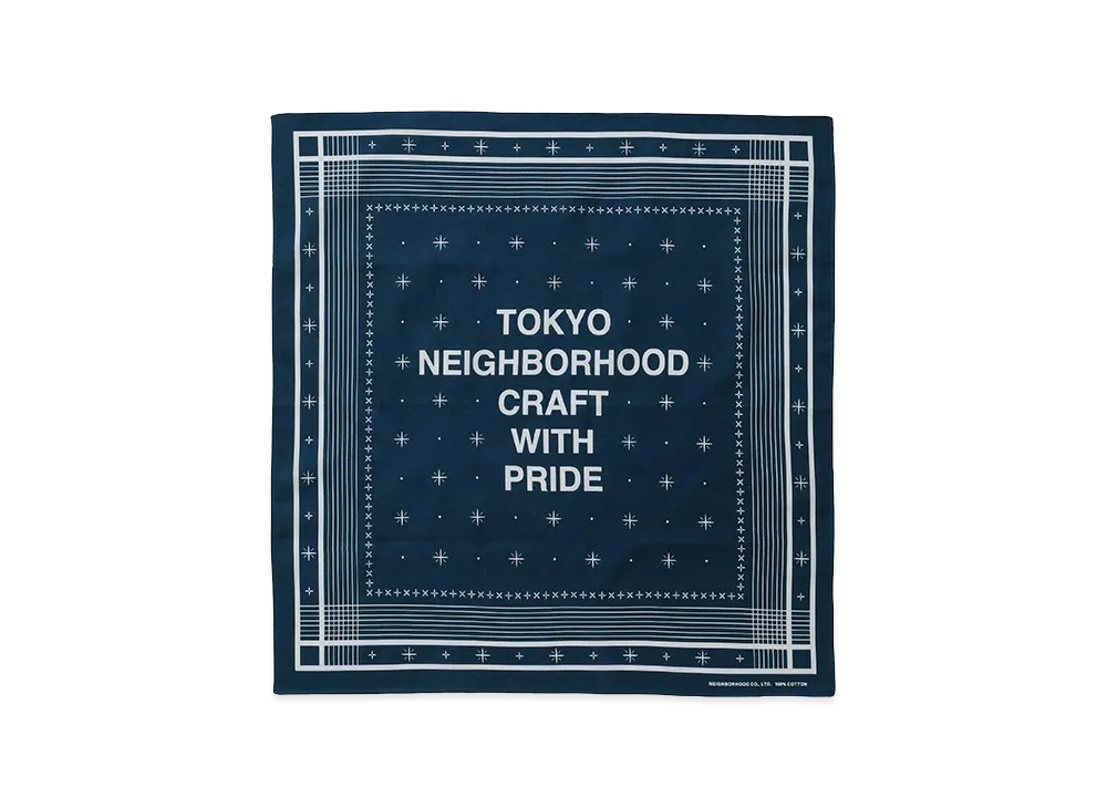 NEIGHBORHOOD Line Pattern Bandana "Navy"