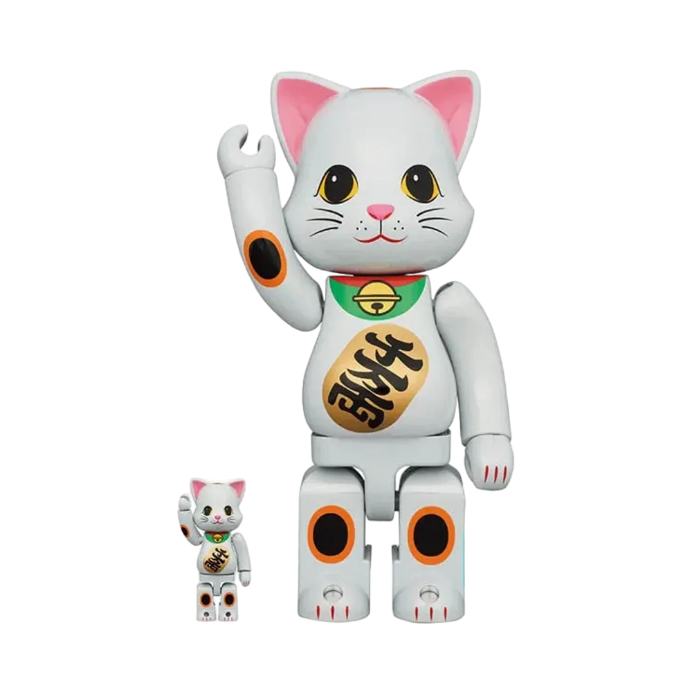 Bearbrick Maneki Neko White Plating 100% & 400%