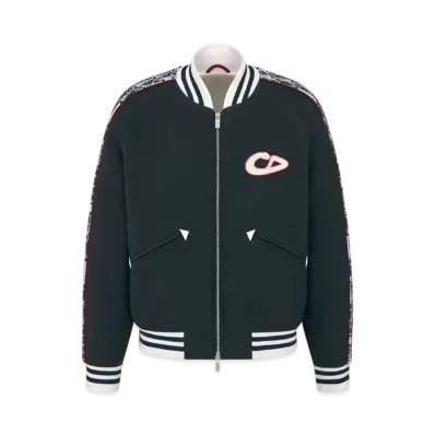 Dior x KAWS Varsity Jacket Virgin Wool Jersey "Blue"
