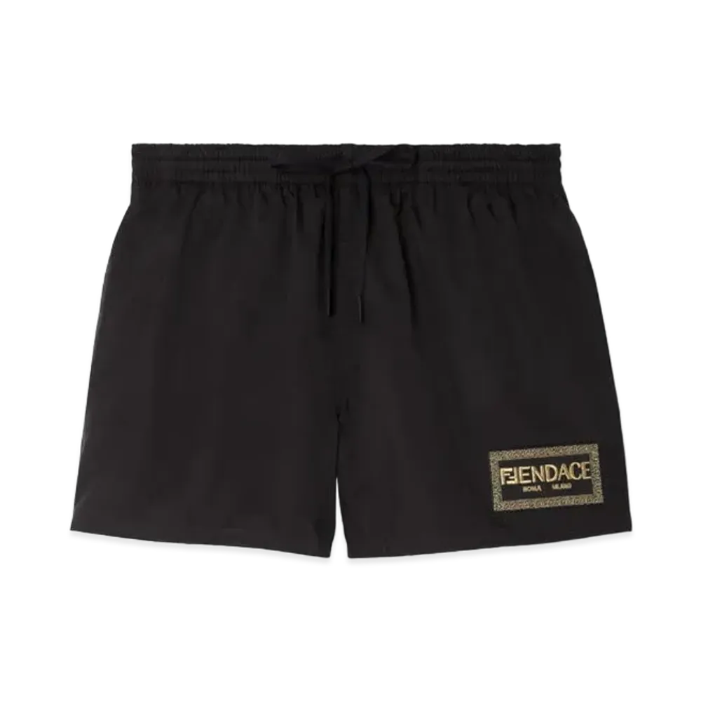 FENDI x Versace Fendace Logo Mid-Length Swim Shorts "Black"