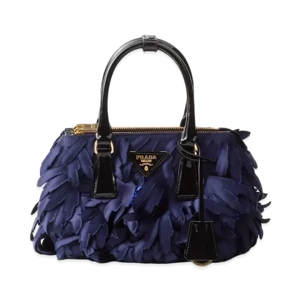 PRADA Satin and Patent Leather Prada Galleria Mini-Bag "Navy/Black"
