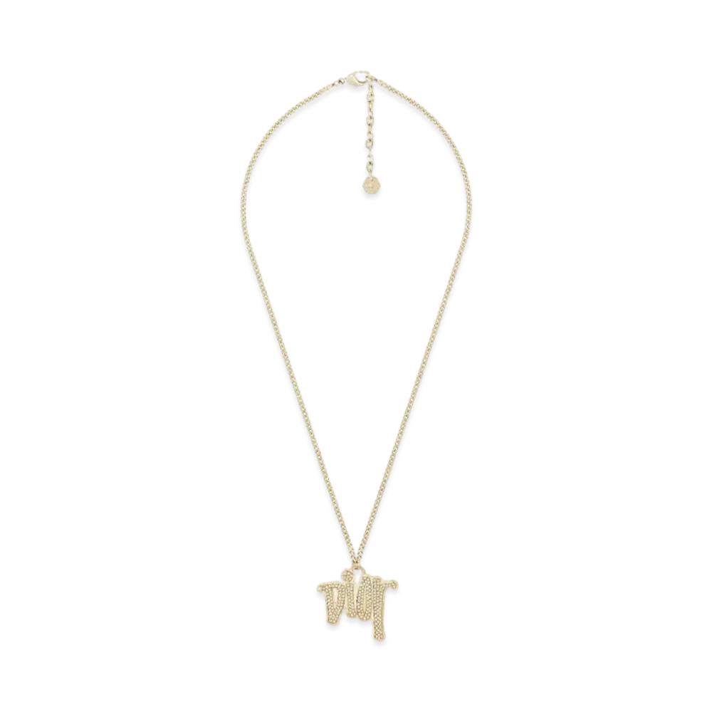 Dior x Shawn Stussy Logo Pendant Necklace "Gold"