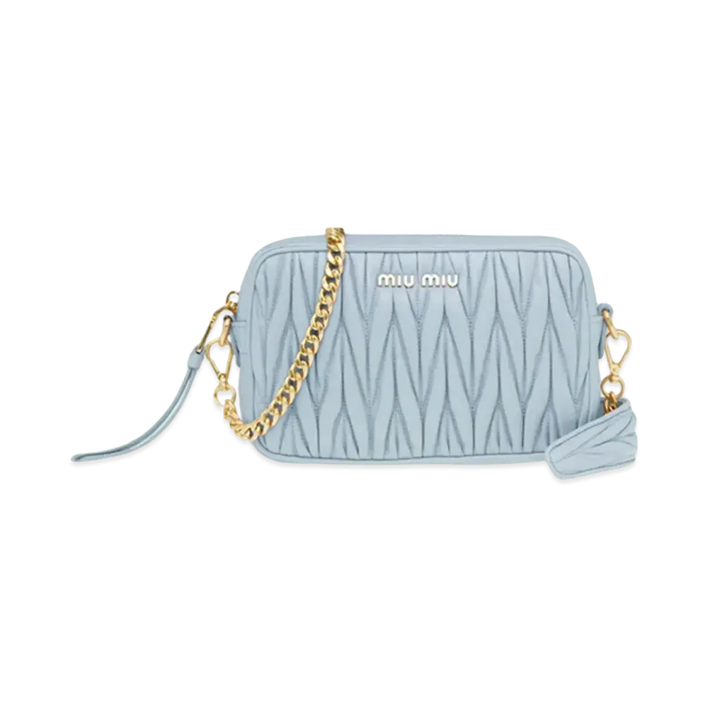 MIU MIU Materasse Leather Shoulder Bag "Sky Blue"