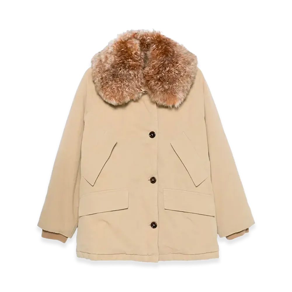 PRADA Women's Fur Collar Jacket "Beige"