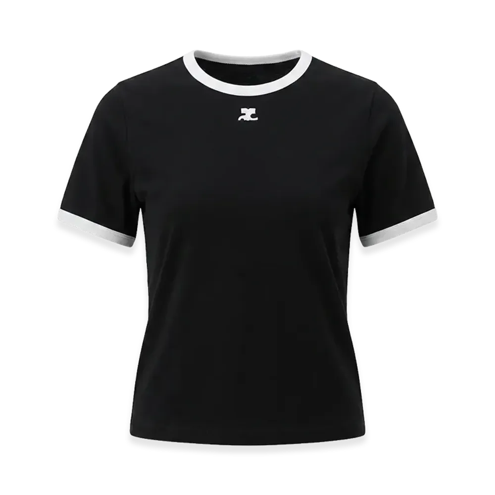 Courreges Women's Signature Contrast T-Shirt "Black/White"