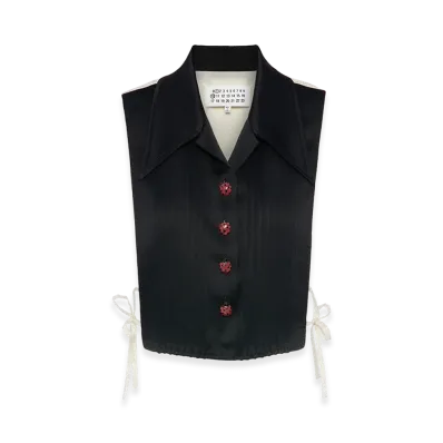 Maison Margiela Silk Blend Stole Top "Black"