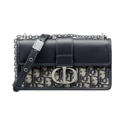 Dior 30 Montaigne East-West Bag with Chain Dior Oblique Jacquard and Smooth Calfskin "Blue"