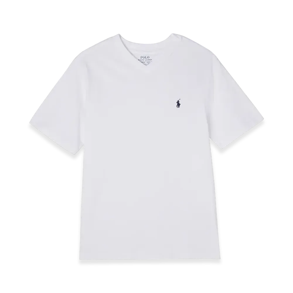 Polo Ralph Lauren Short-Sleeve Cotton Jersey V-Neck Tee (Boys) "White"
