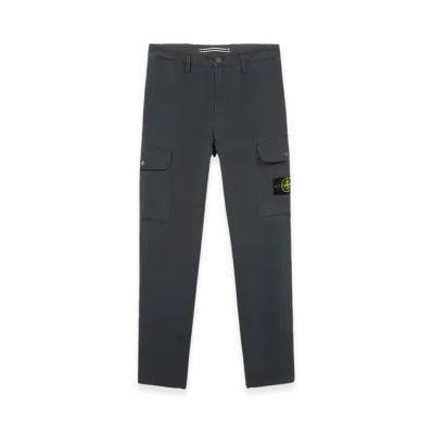 Stone Island 33908 Organic Cotton Satin Stretch Cargo Pants with Pockets - 24FW "Navy Blue"