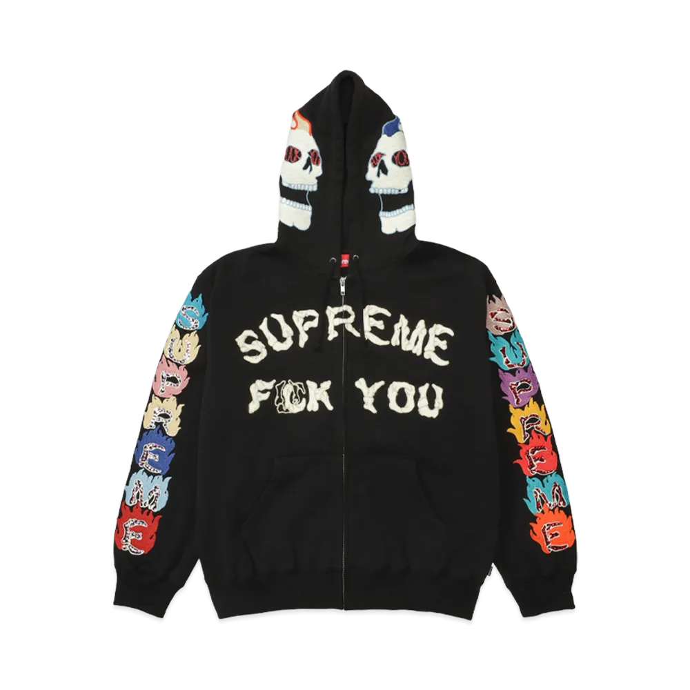 Supreme Fuck You Zip Up Hooded Sweatshirt "Black"