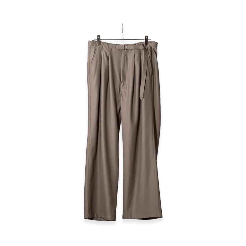 ANCELLM Wool Satin Belt-Less Slacks "Charcoal"