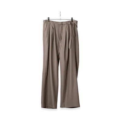 ANCELLM Wool Satin Belt-Less Slacks "Charcoal"