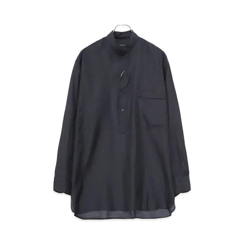 COMOLI Wool Silk Pullover Shirt "Navy"