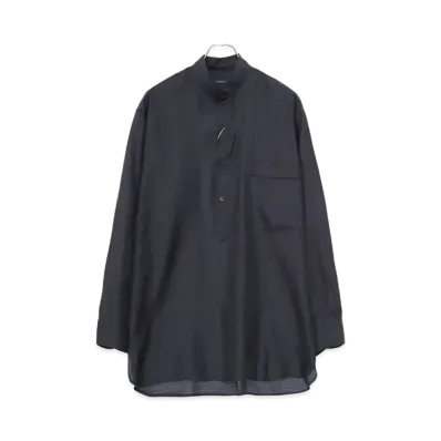 COMOLI Wool Silk Pullover Shirt "Navy"
