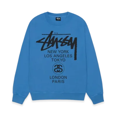 Stussy World Tour Crew Pigment Dyed "Blue"