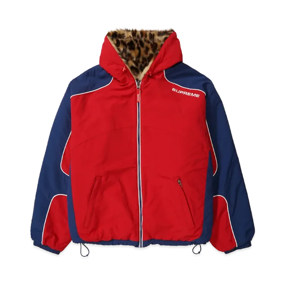 Supreme Faux Fur Reversible Hooded Track Jacket "Red"