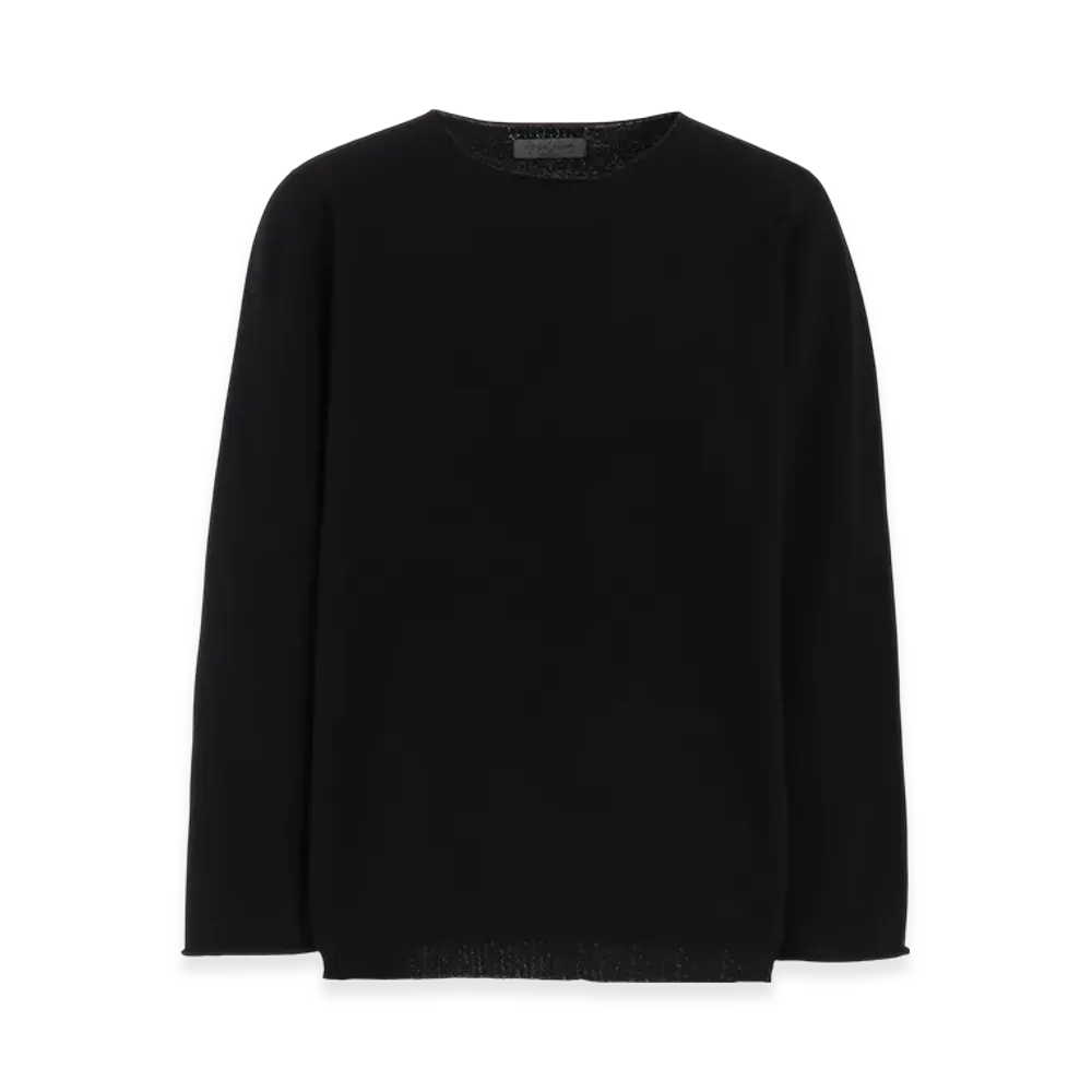 Yohji Yamamoto POUR HOMME Round Neck Knit With Embroidery "Black"