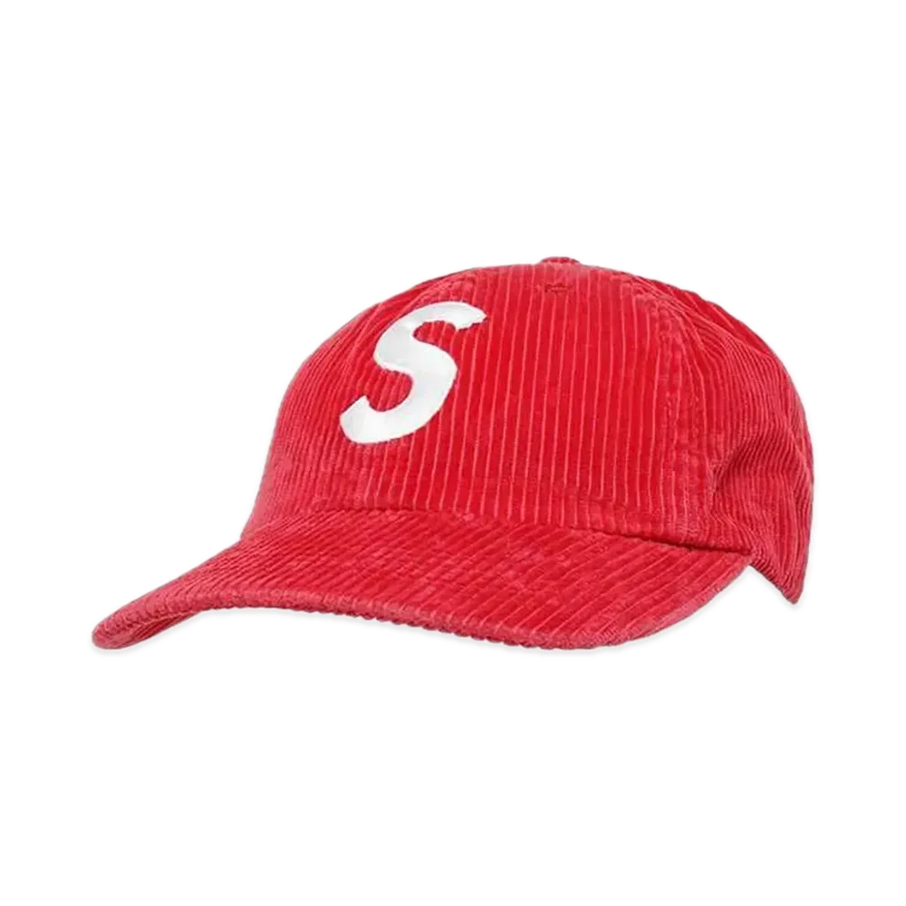 Supreme Corduroy S Logo 6-Panel "Bright Red"