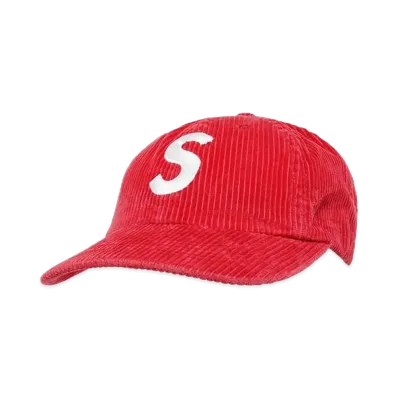 Supreme Corduroy S Logo 6-Panel "Bright Red"