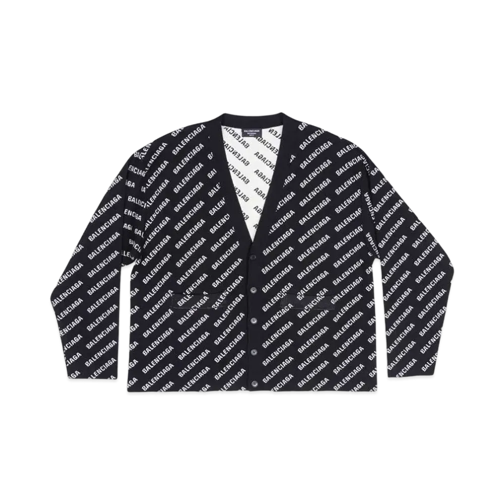 BALENCIAGA MENS Mini Allover Logo Cardigan "Black"