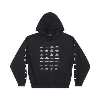 BALENCIAGA Women's Archives Logos Hoodie Medium Fit "Black"