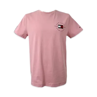 TOMMY HILFIGER Circle Print T-Shirt American Casual Crew Neck "GlacierPink"