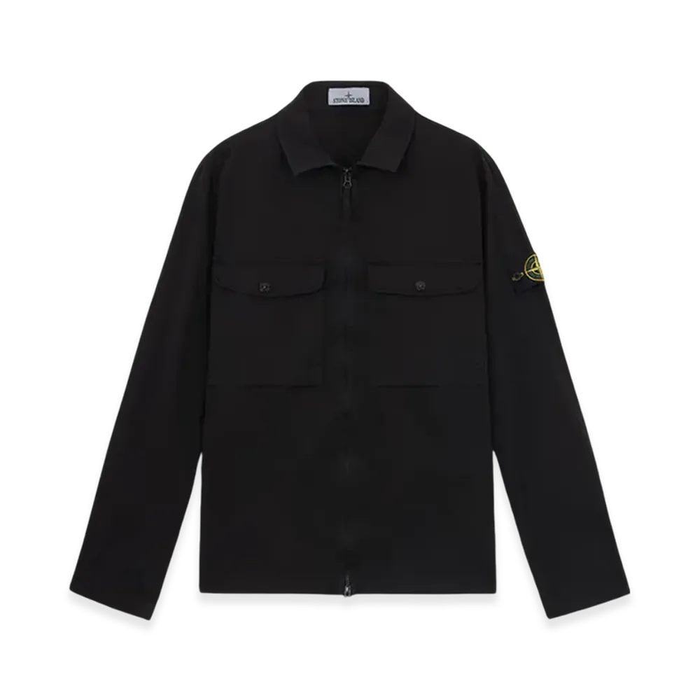 Stone Island 12808 Organic Stretch Cotton Satin Overshirt - 24FW "Navy Blue"