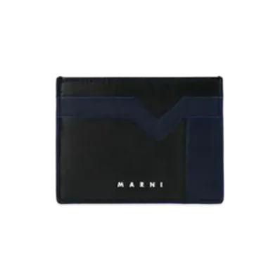 Marni Bi Coloured Calfskin Card Holder with M Graphic Pattern "Blue/Black"