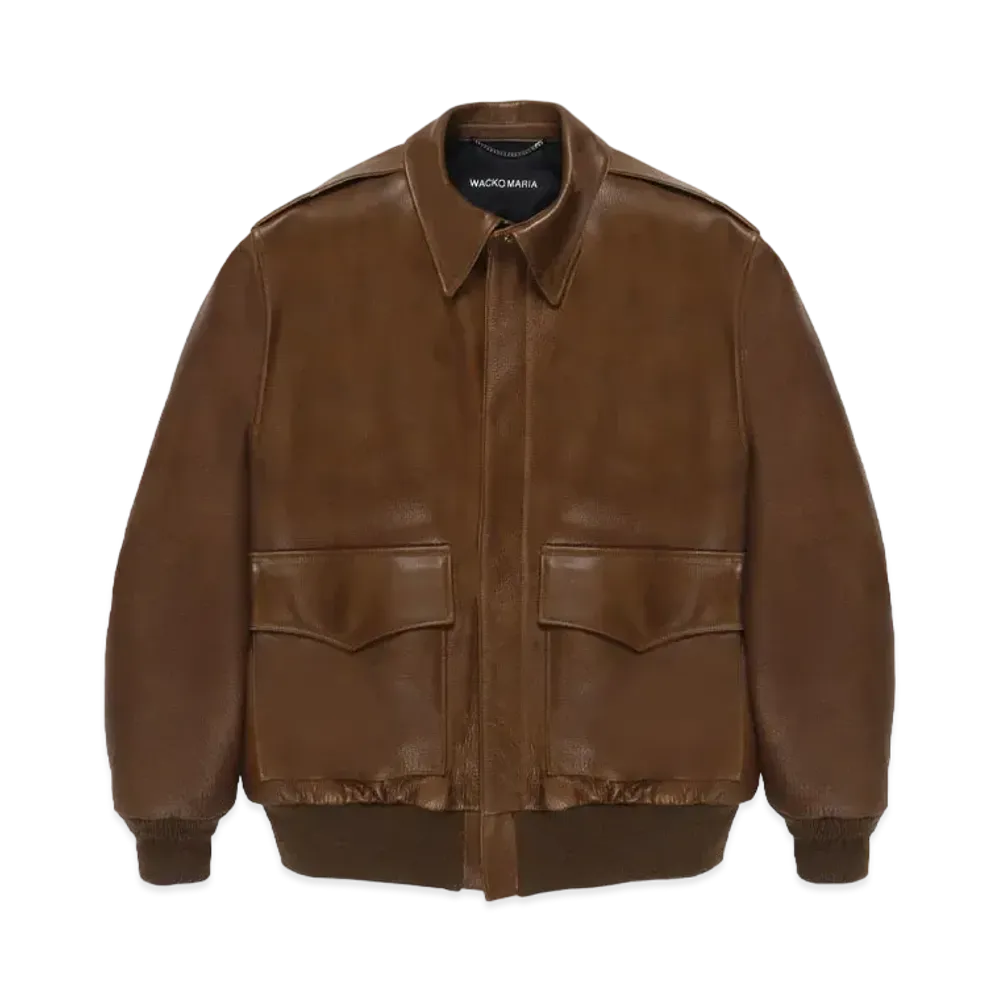 WACKO MARIA Leather A-2 Flight Jacket "Brown"