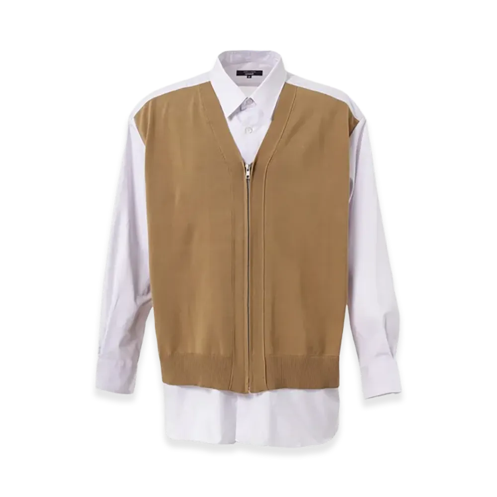 COMME des GARCONS HOMME Knit-Docking Cotton Shirts "Beige"