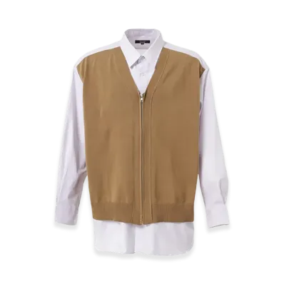 COMME des GARCONS HOMME Knit-Docking Cotton Shirts "Beige"