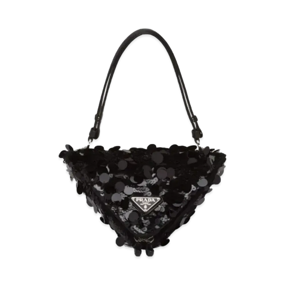 PRADA Sequin & Leather Handbag "Black"