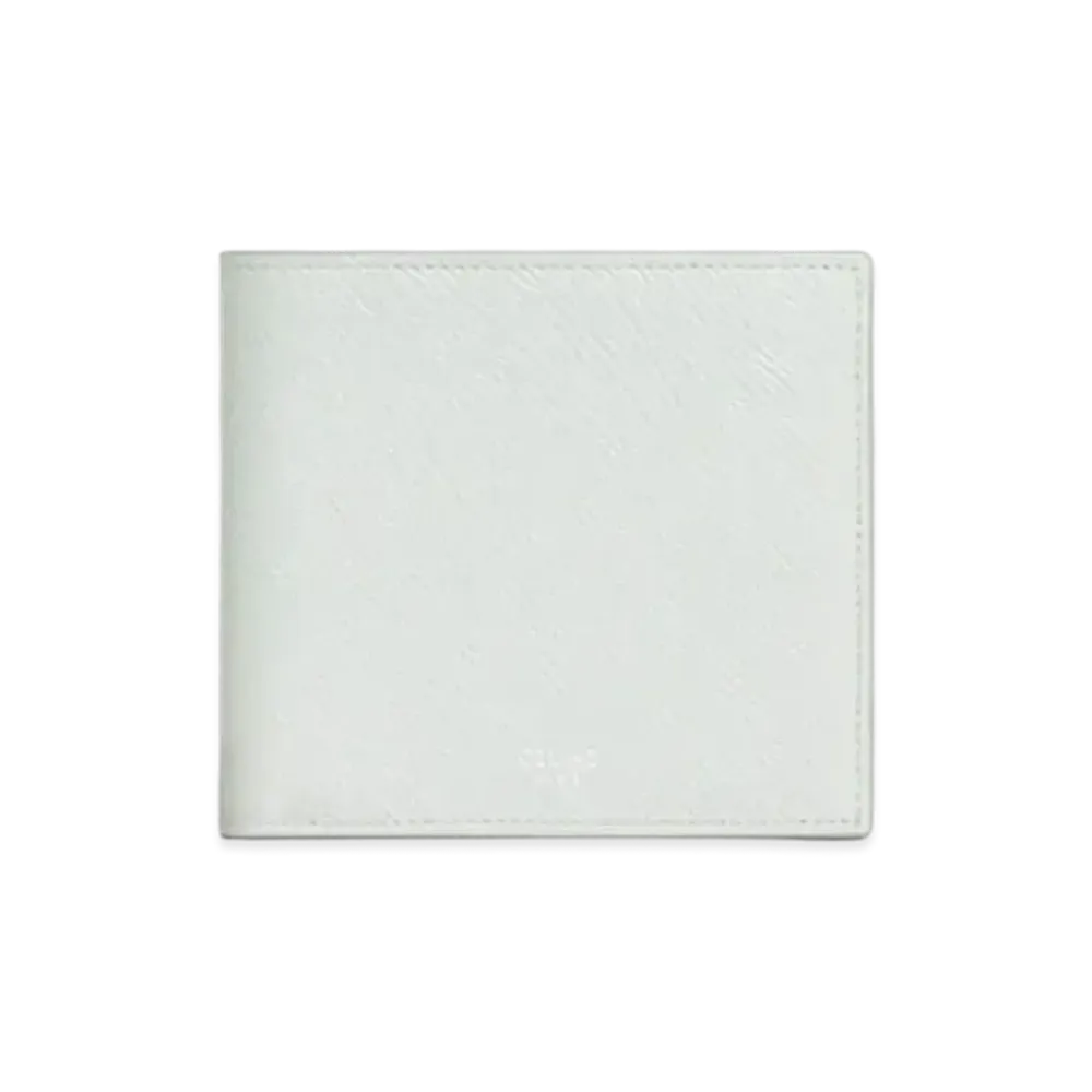 CELINE Bi-Fold Wallet With Coin In Grained Calfskin "Pale Grey"