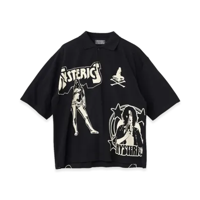 HYSTERIC GLAMOUR Metal Guid Polo Shirt "Black"
