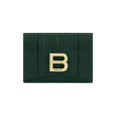 BALENCIAGA Hourglass Mini Wallet in Forest "Green"