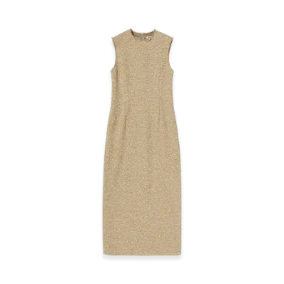 AURALEE Homespun Tweed Dress "Camel Beige"