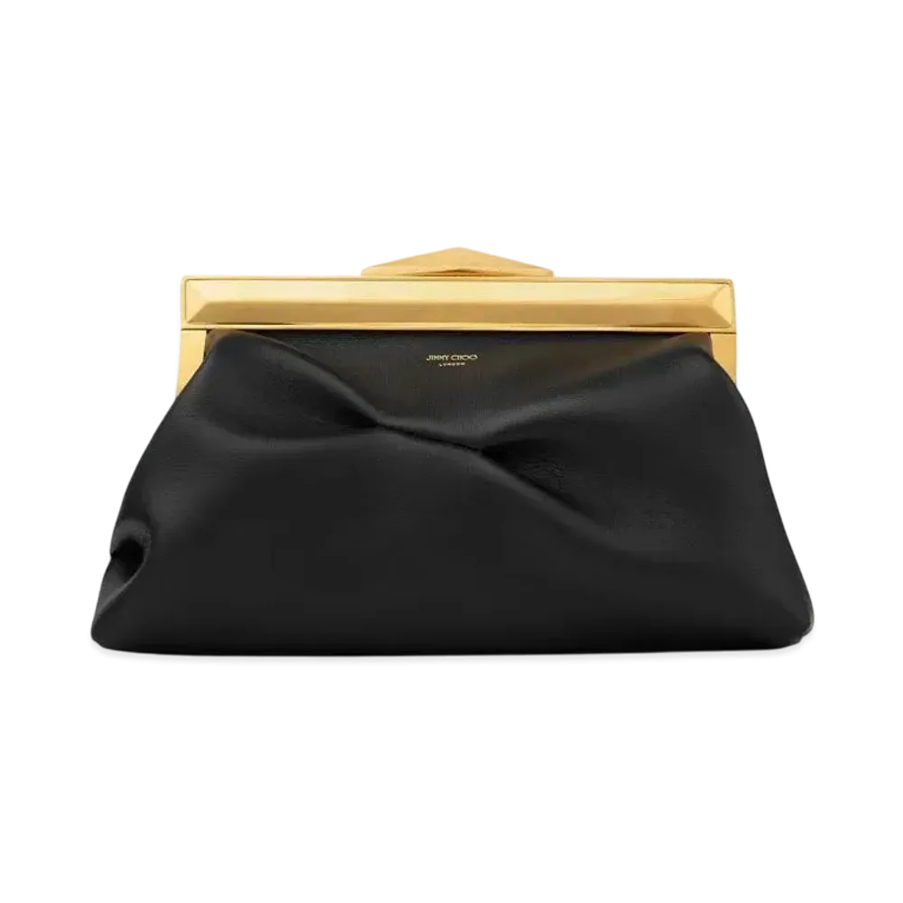 Jimmy Choo Diamond Frame Clutch/S Leather Clutch Bag "Black/Gold"
