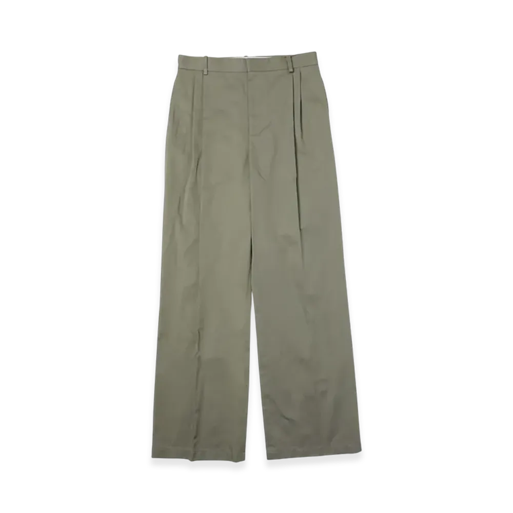 LOEWE Men's Pleated Trousers "Military Green"