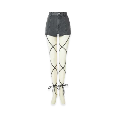 HYSTERIC GLAMOUR Women's Side Gather Leg Wrap Shorts "Black"