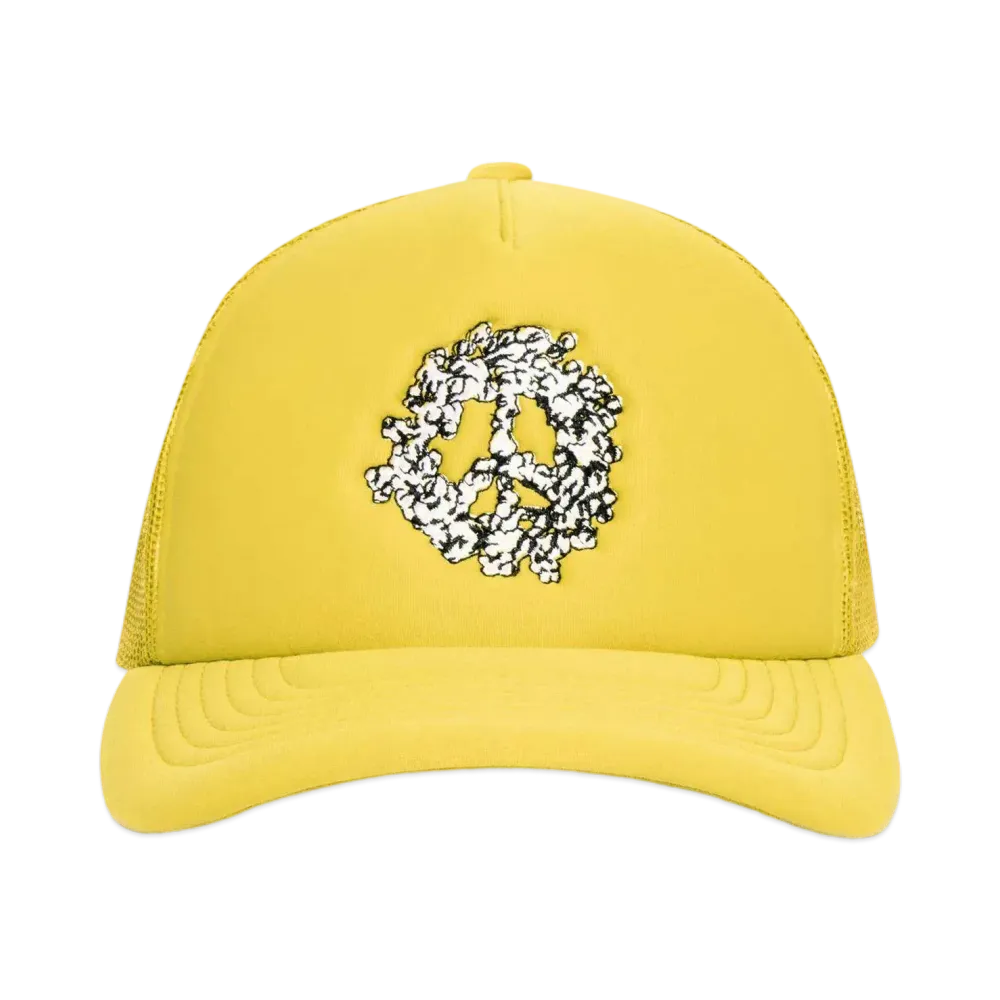 DENIM TEARS Cotton Peace Wreath Trucker Hat "Yellow"